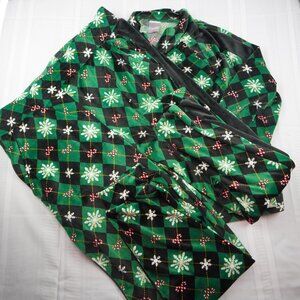 No Boundaries Pajama Set Womens 2XL Argyle Snowflake Santa Baby Fleece Holiday